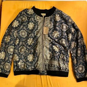 Black and gold D-India silk Bomber Jacket